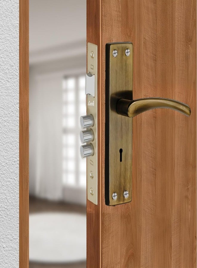 Link Prima Mortise Door Lock Handle Set | 200mm| Suitable for Left & Right Handed Doors | Antique Brass | Both Side Key, 6 Lever | Premium Aluminium Build | 1,00,000+ Cycle Tested | 2-Year Warranty - Image 1